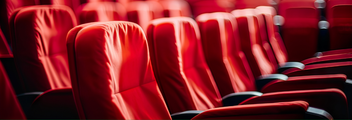 Man sieht eine Kino- oder Theaterbestuhlung.